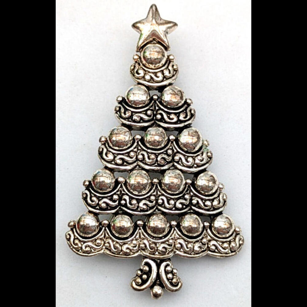Silverplate Christmas Tree Brooch/Pendant